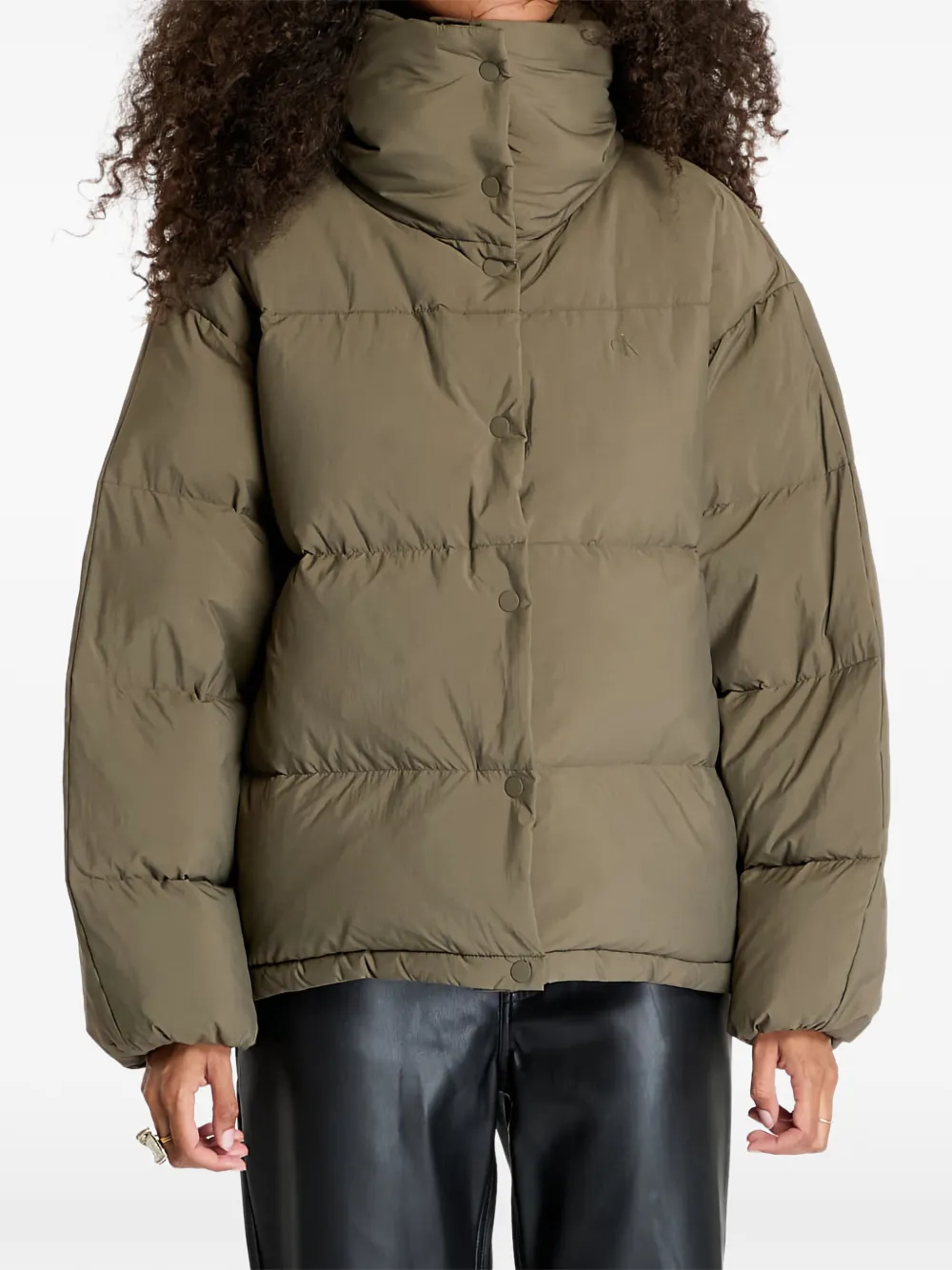 Calvin Klein button high-neck jacket | Grey | Image 1