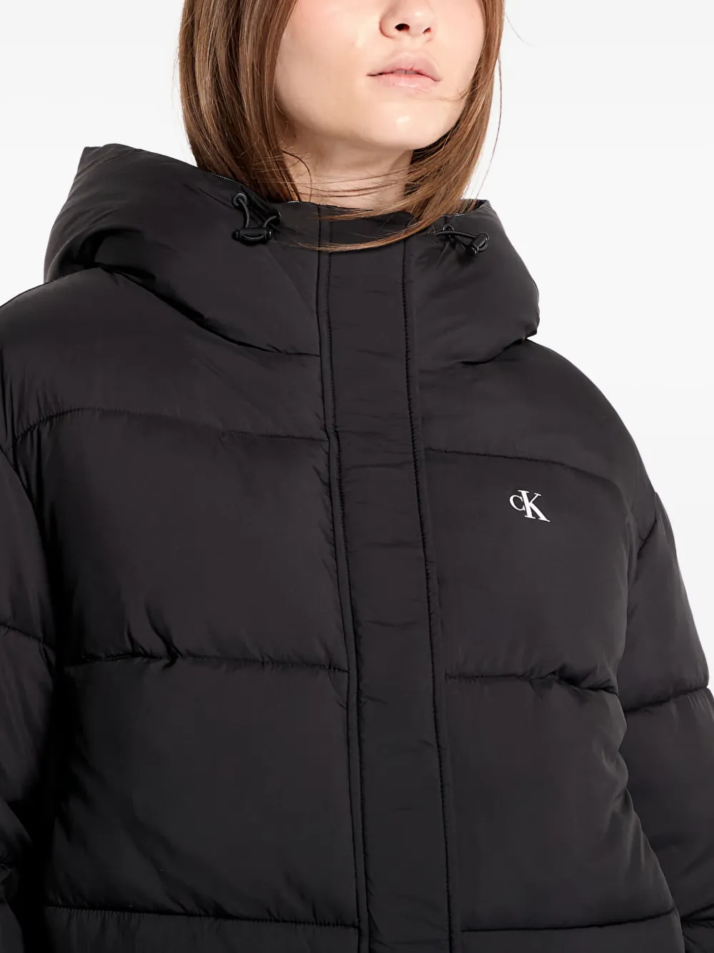 Calvin Klein Hooded Puffer Jacket In Black