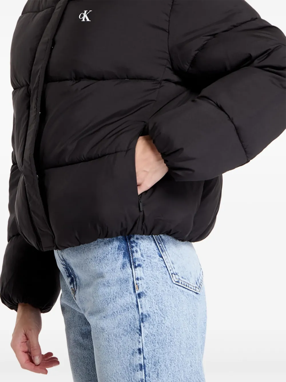 Calvin Klein Hooded Puffer Jacket In Black