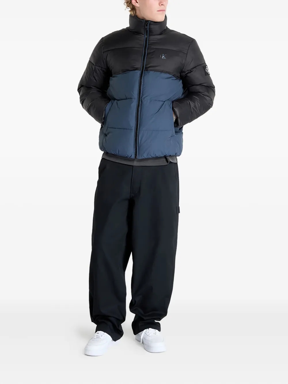 Calvin Klein Jeans Donsjack met colourblocking Blauw