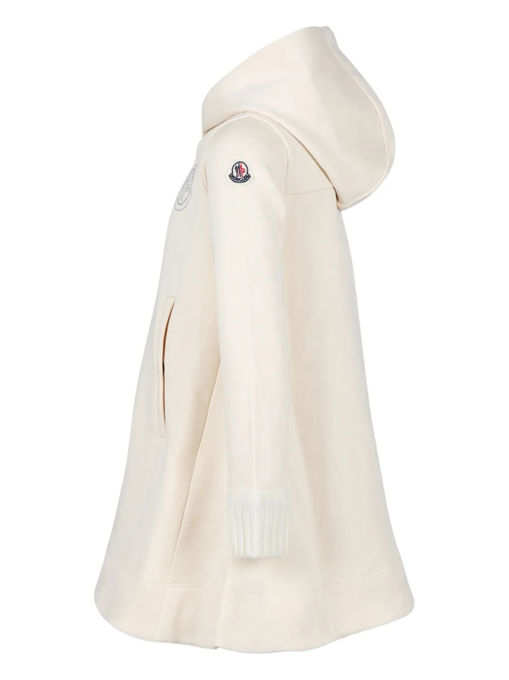Moncler Enfant Jurk met kristallen logo en capuchon Wit