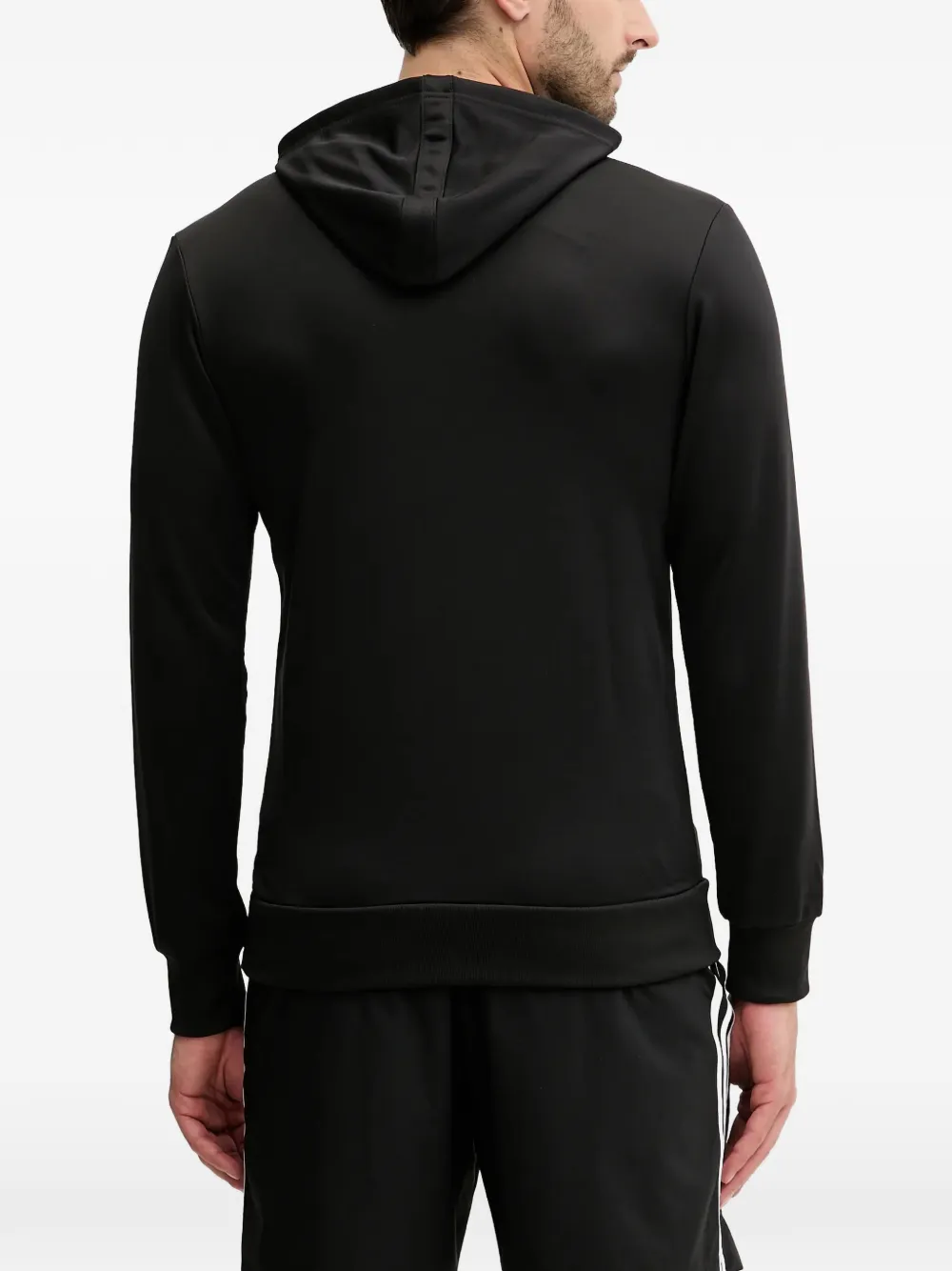 adidas logo-print side-stripe hoodie Zwart