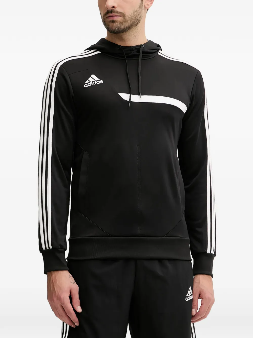 adidas худи с полосками и логотипом | черный | Image 1