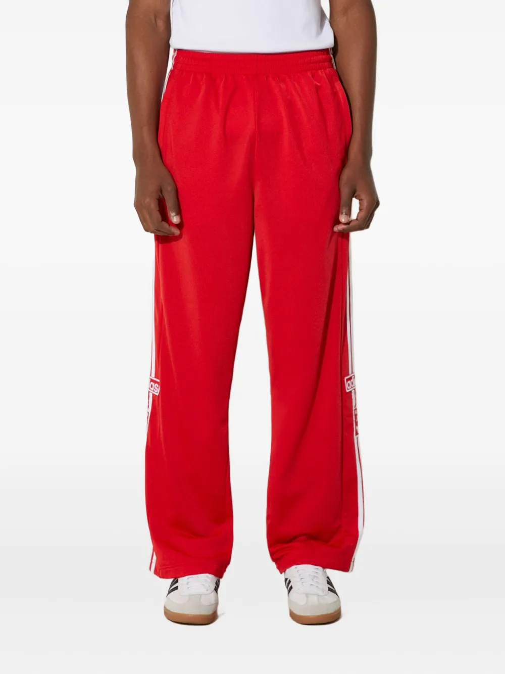 adidas three-stripe side-button trousers - レッド adidas three-stripe side-button trousers - レッド