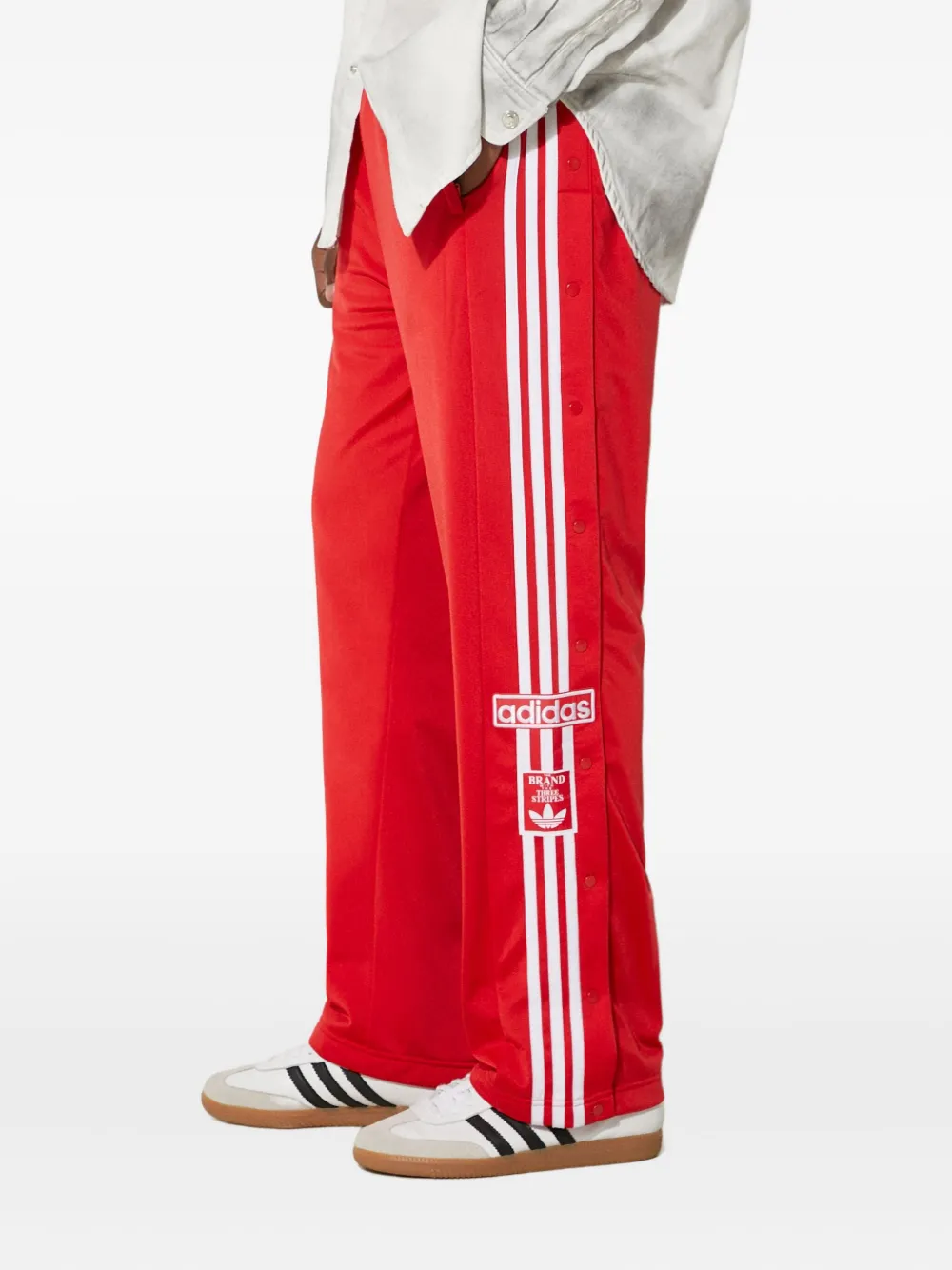adidas Broek met zijknoop en drie strepen Rood