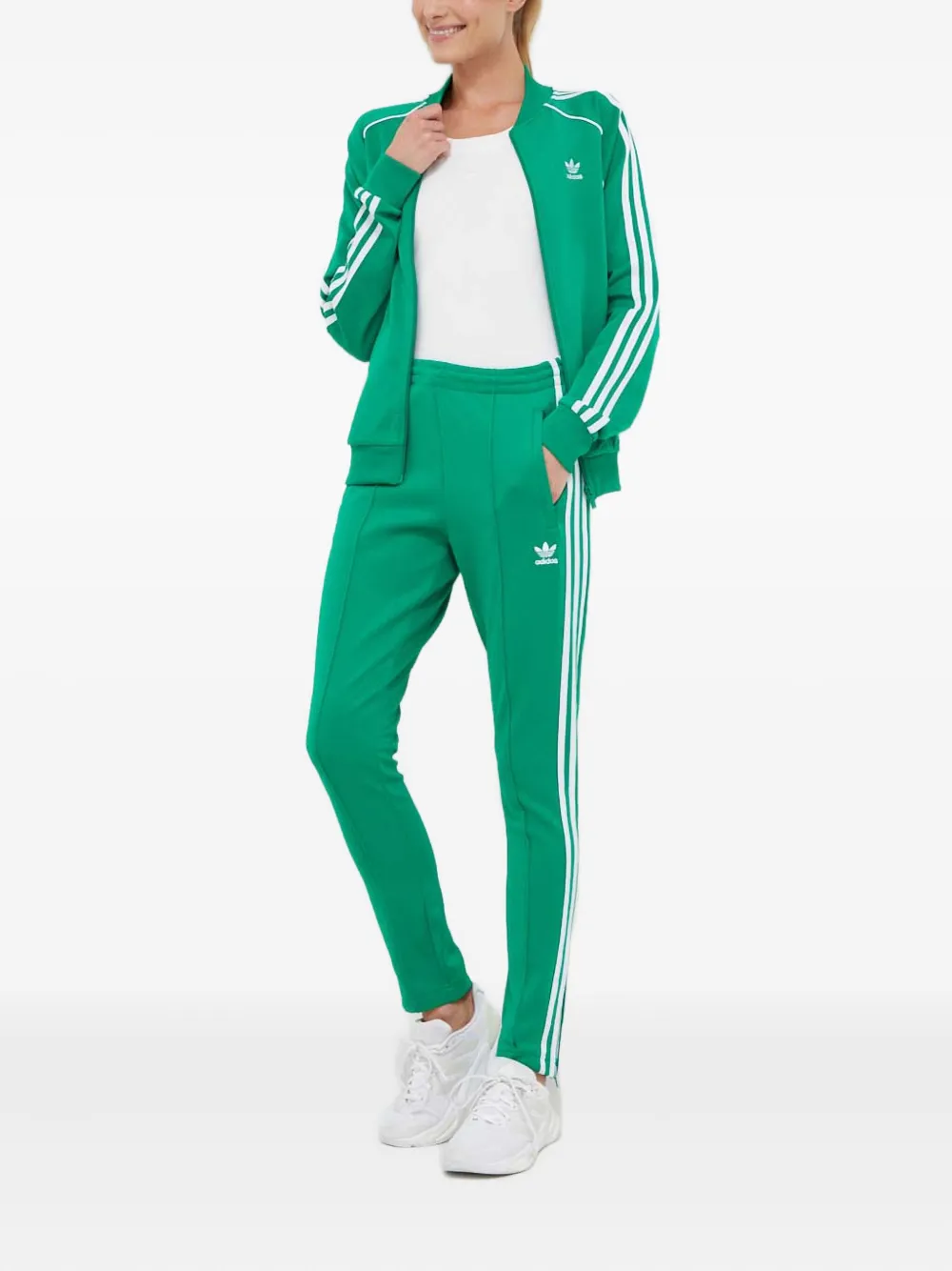 Adidas Originals Three-stripe Track Pants In Green