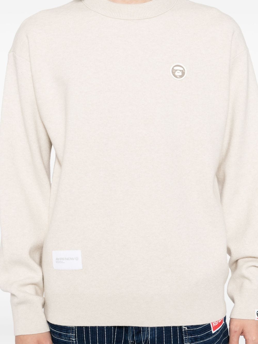 Shop Aape By A Bathing Ape Moonface Logo Jumper In Neutrals