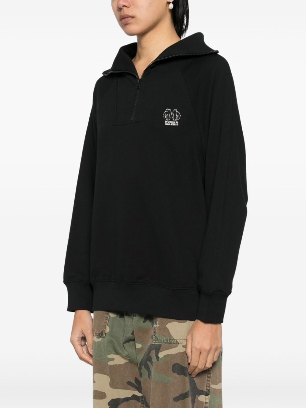 Shop Musium Div. Half-zip Sweatshirt In Schwarz