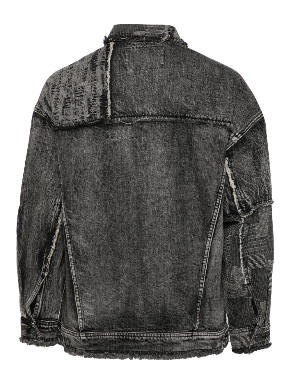 Shop Musium Div. Patchwork Denim Jacket In Black