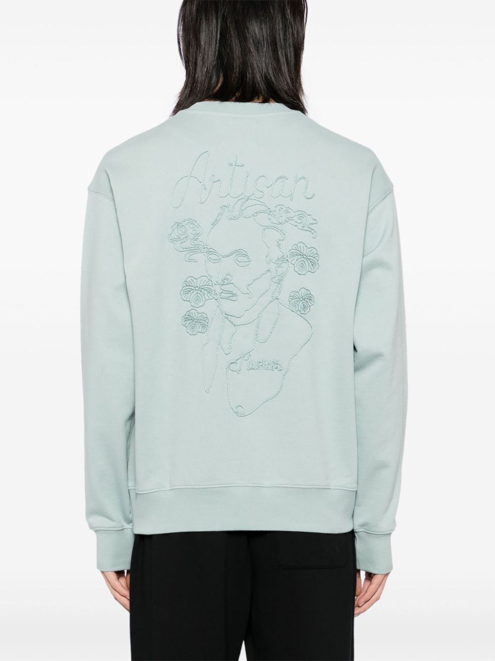 Shop Musium Div. Tonal Embroidered Back Sweatshirt In Blue