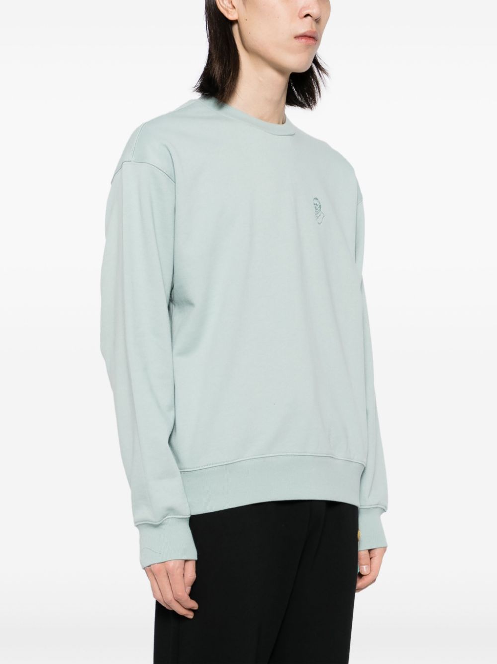 Shop Musium Div. Tonal Embroidered Back Sweatshirt In Blue