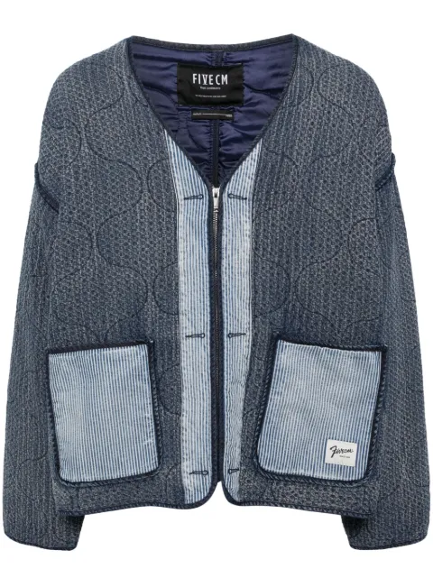 FIVE CM V-neck quilted denim jacket