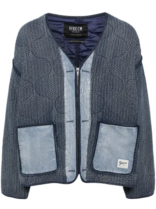 Veste matelassée en jean à col v - FIVE CM - Modalova