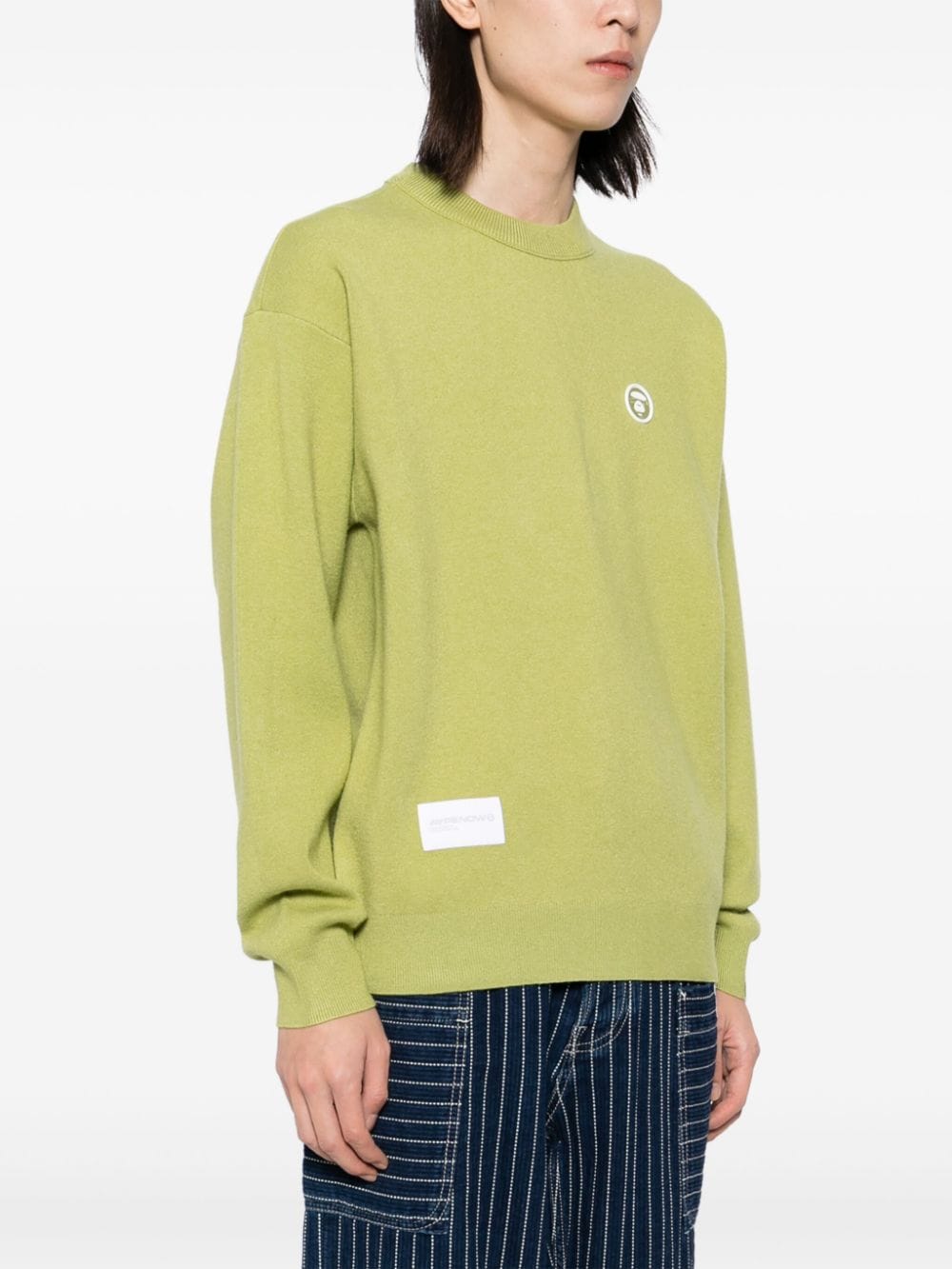 Shop Aape By A Bathing Ape Moonface Logo Jumper In Green