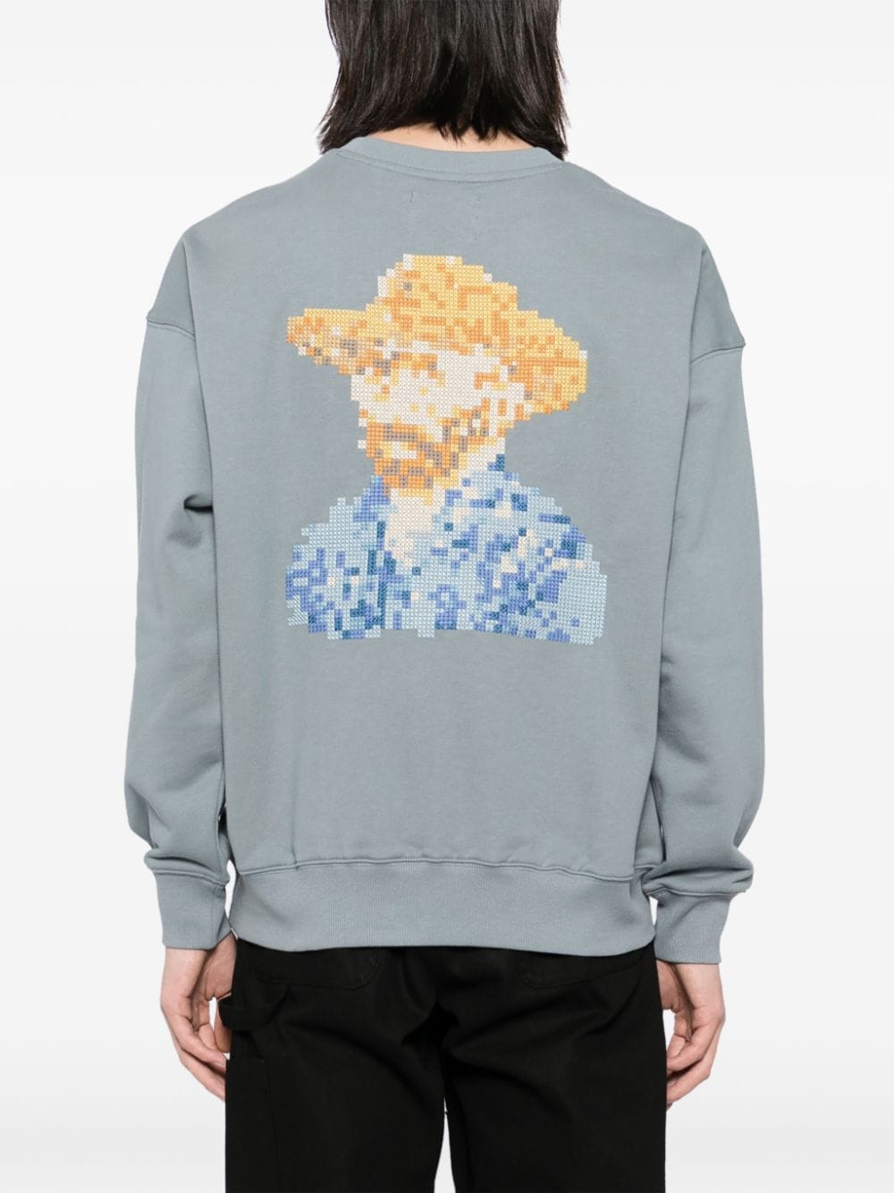 Shop Musium Div. Pixelated Graphic Back Sweatshirt In Blue