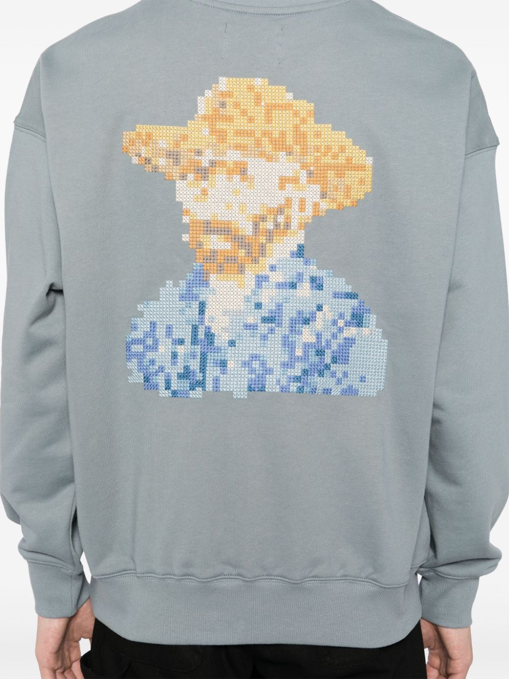 Shop Musium Div. Pixelated Graphic Back Sweatshirt In Blue