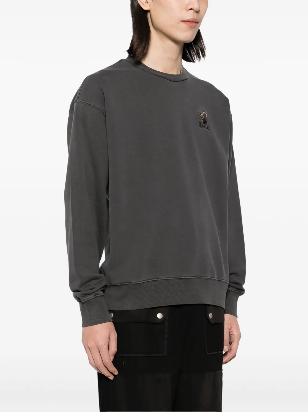 Musium Div. Sweater met grafische patch Grijs