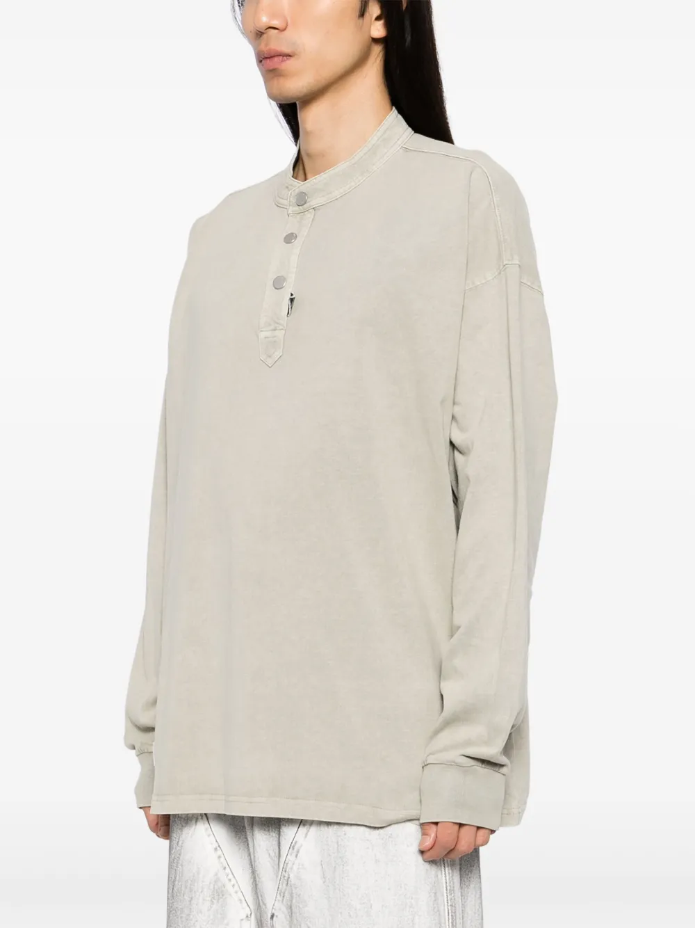 Musium Div. Henley T-shirt met lange mouwen Beige
