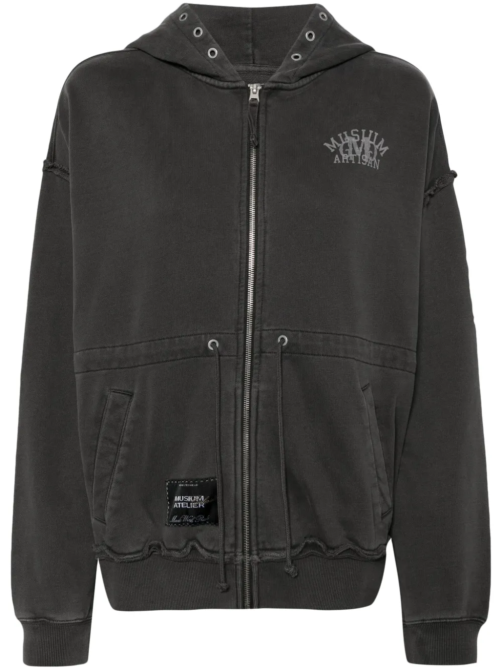Musium Div. Hoodie met rits Grijs