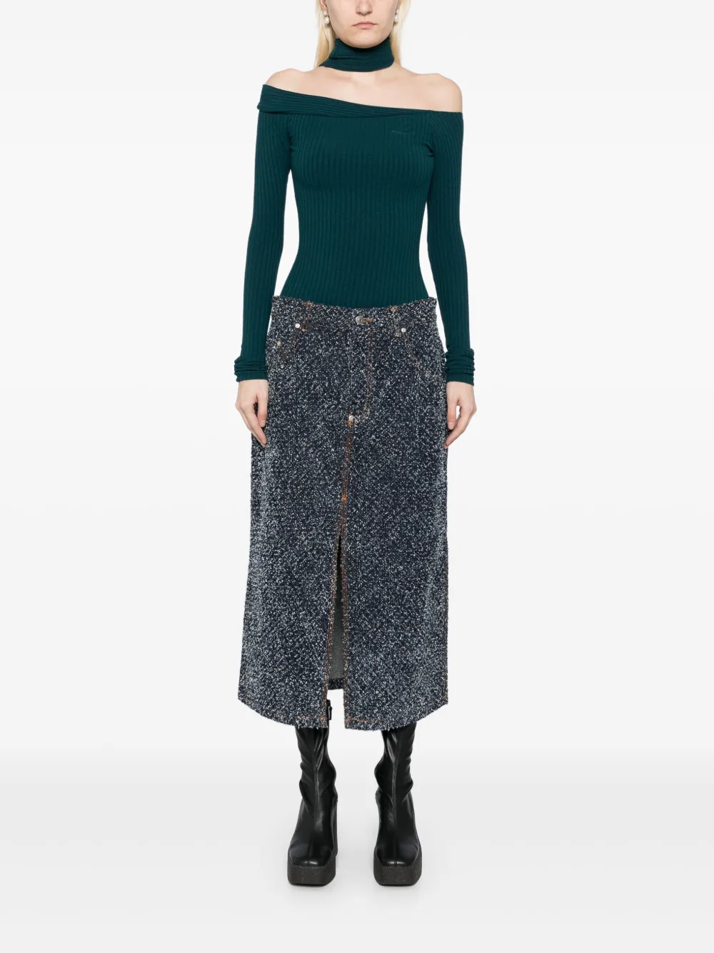 stellamccartney Stella McCartney Boucle denim rok - Blauw
