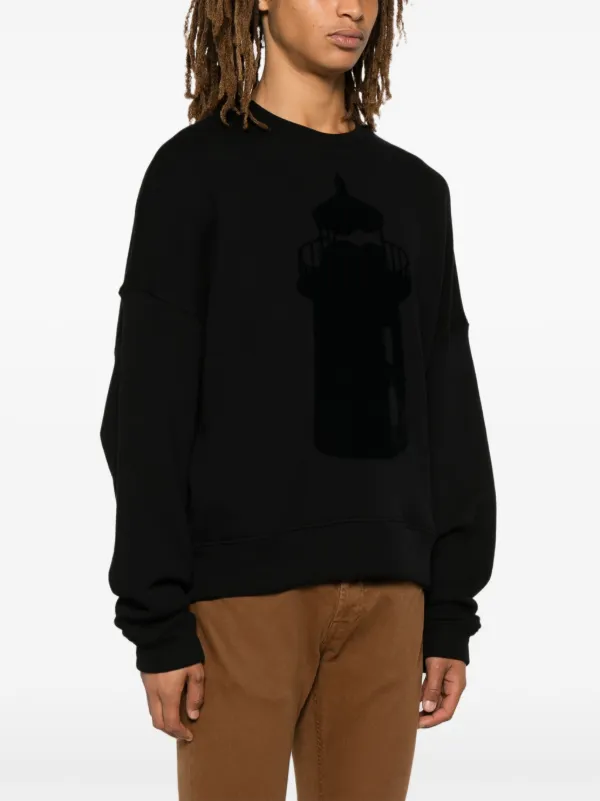 Emporio Armani flocked-motif Sweatshirt Black FARFETCH IN