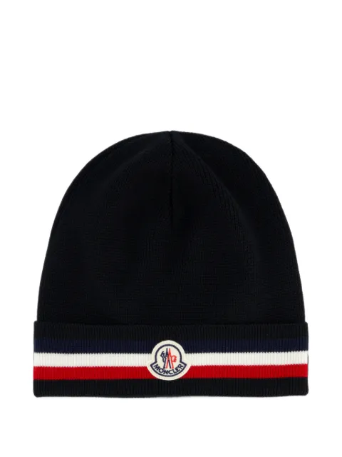 Moncler tricolour-stripe wool beanie hat