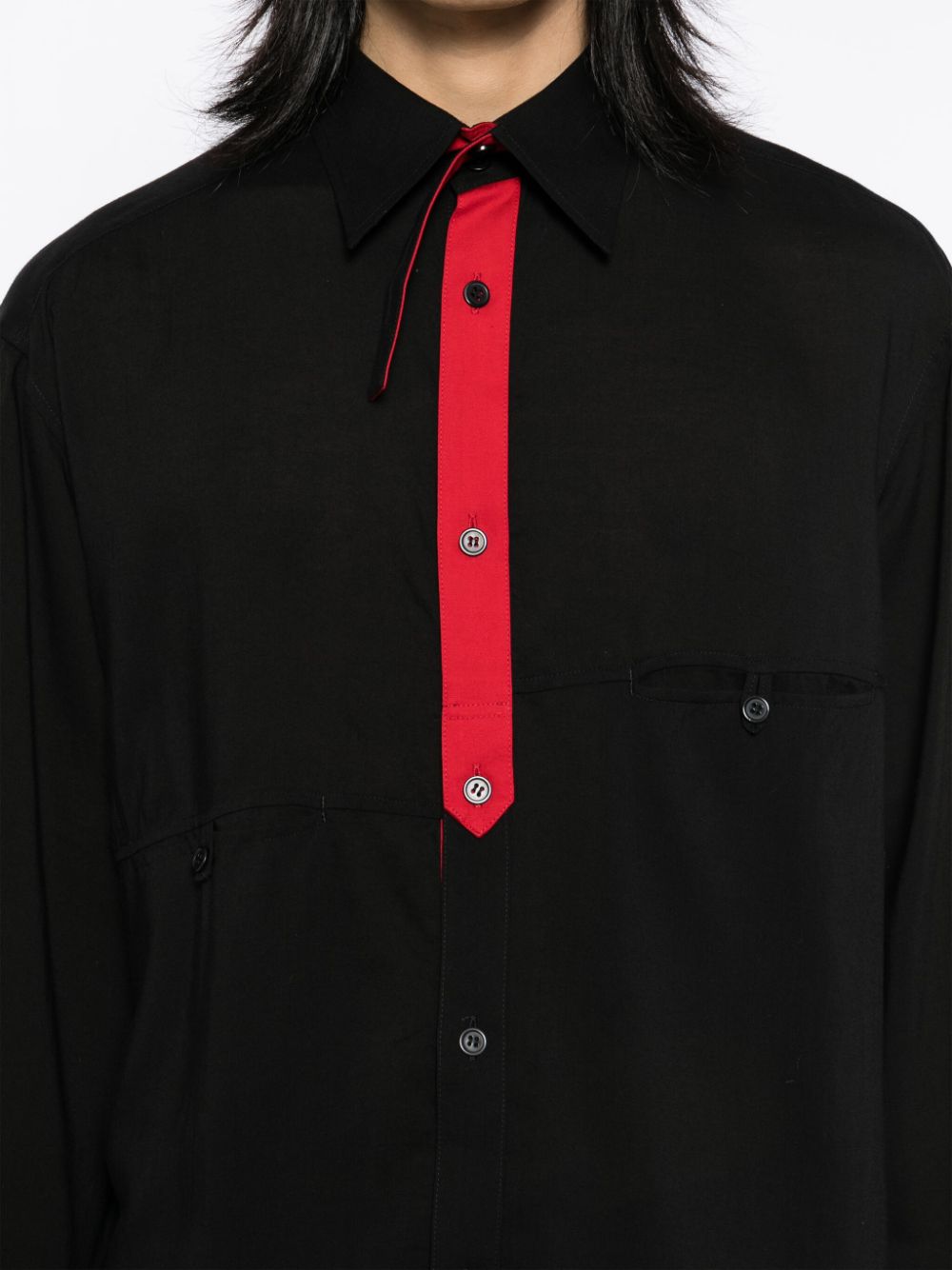 Shop Yohji Yamamoto Contrast-panel Shirt In Black