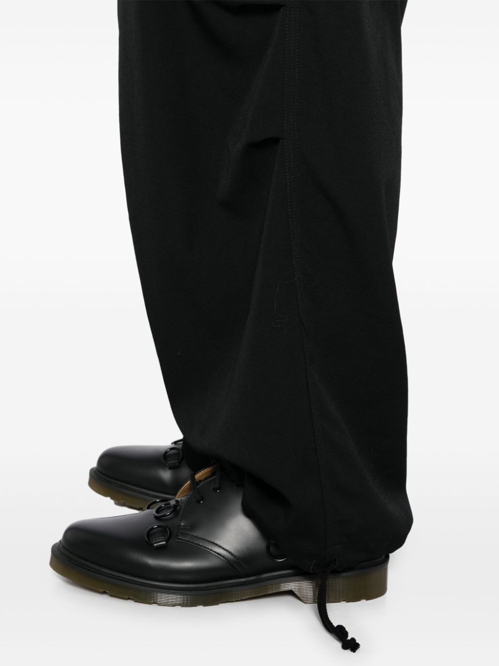 Shop Yohji Yamamoto Loose-fit Wool Trousers In Black