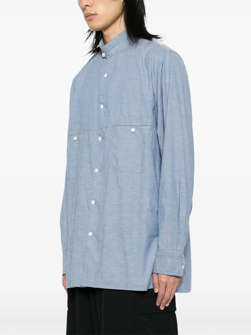 Yohji Yamamoto Overhemd met bandkraag Blauw