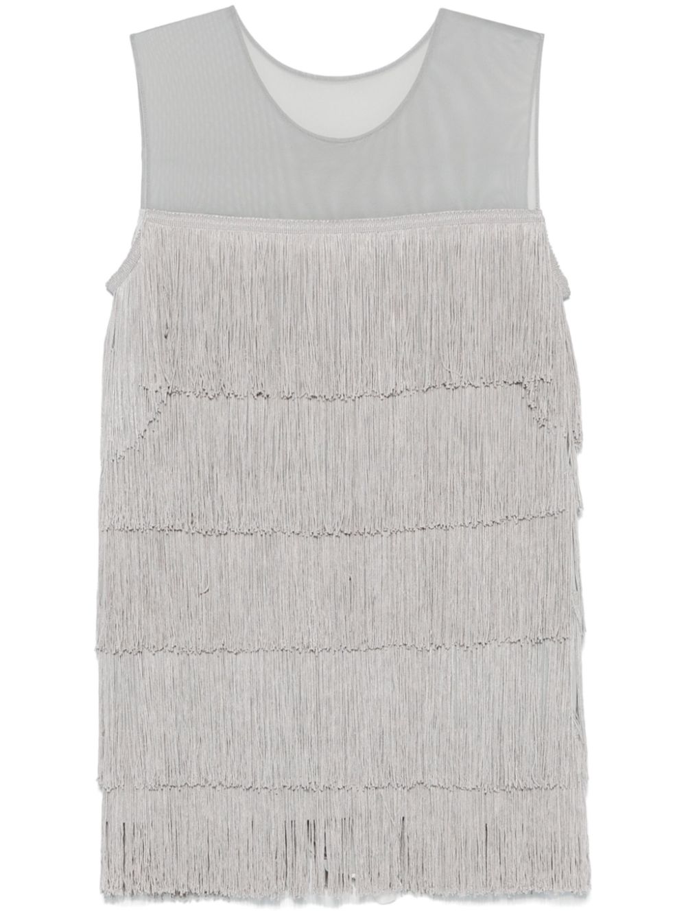 Norma Kamali fringe-detail sleeveless dress - Grey