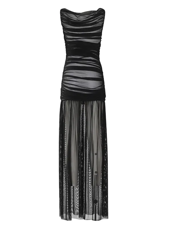 パーティードレス Norma Kamali Tara Pickleball Gown TARA PICKLEBALL GOWN – Black/Snow White – Norma Kamali