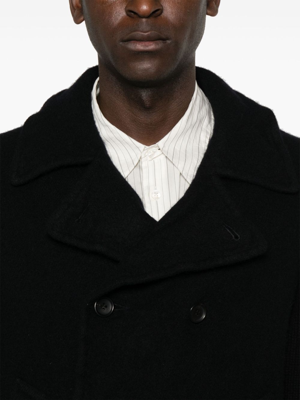 ribbed-sleeve peacoat