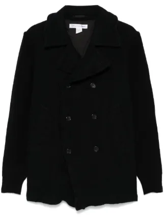 Comme Des Garçons Shirt ribbed-sleeve Peacoat | Blue | FARFETCH