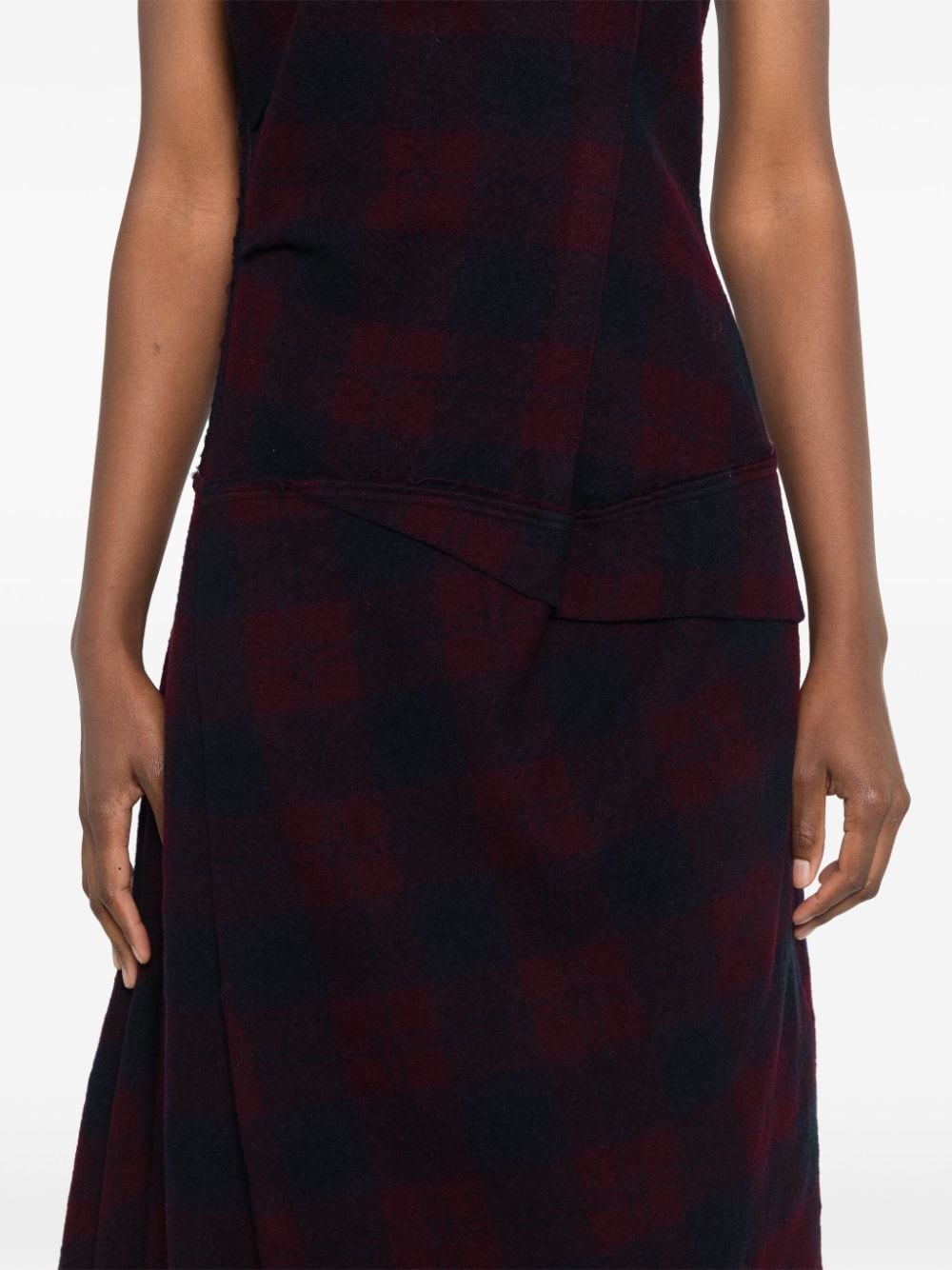 Shop Marc Le Bihan Checked Midi Dress In Purple