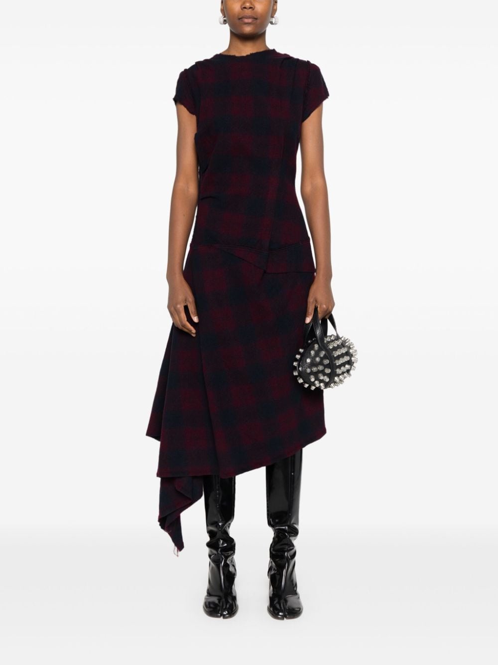 Shop Marc Le Bihan Checked Midi Dress In Purple