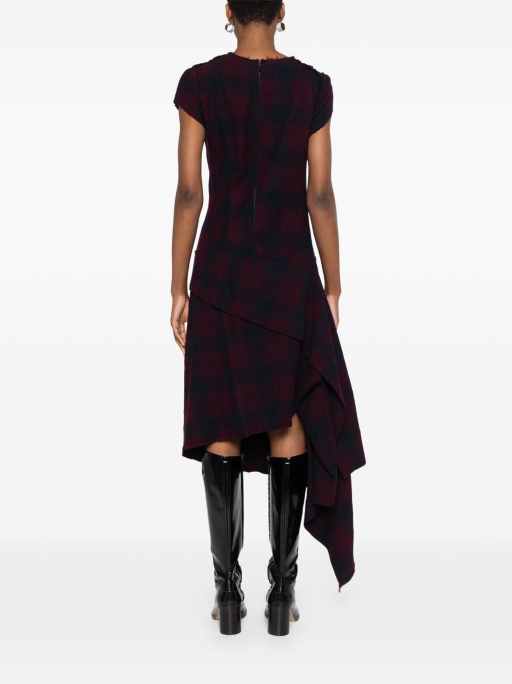 Shop Marc Le Bihan Checked Midi Dress In Purple