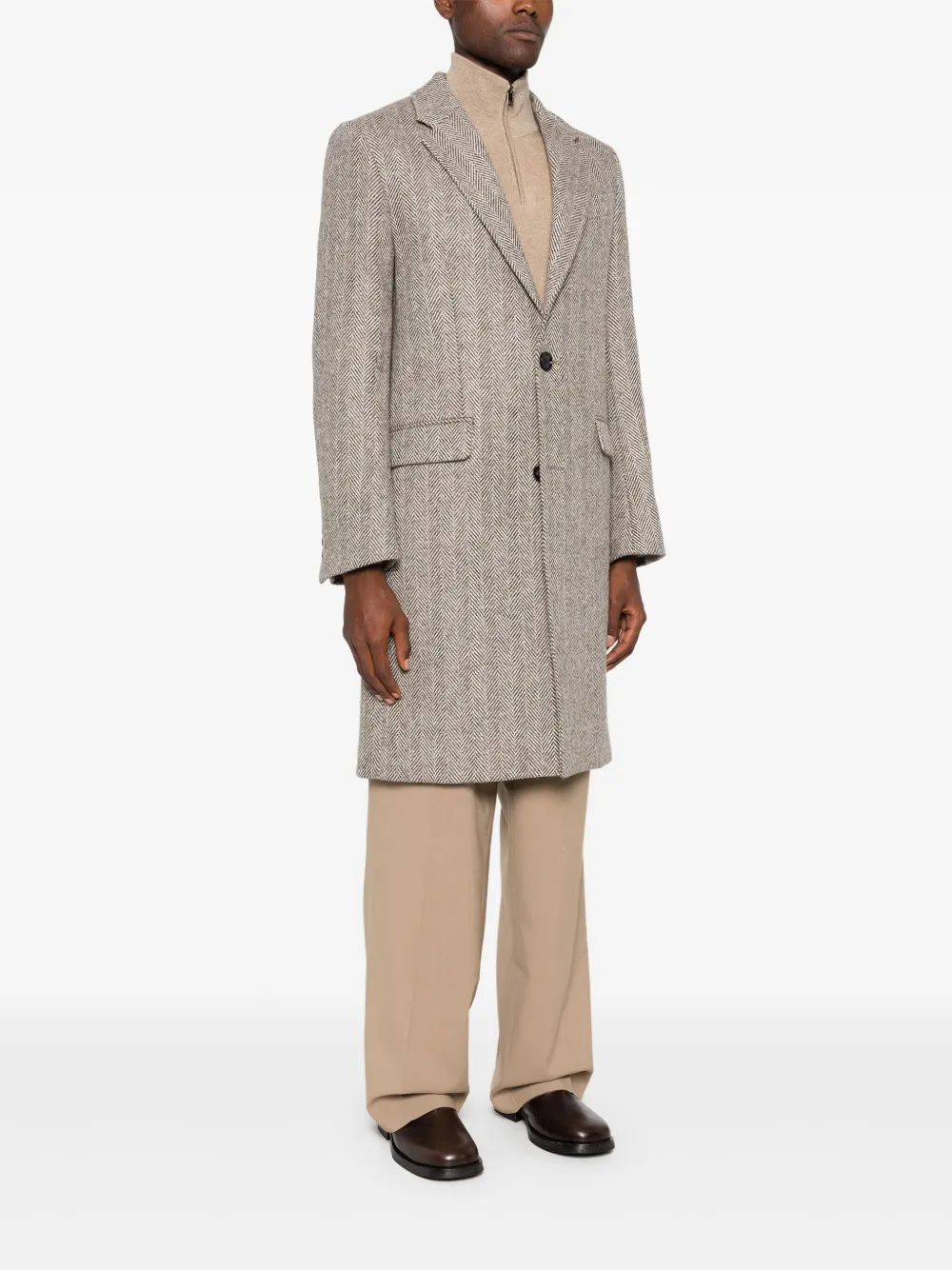 AMI Paris Jas met visgraatpatroon Bruin