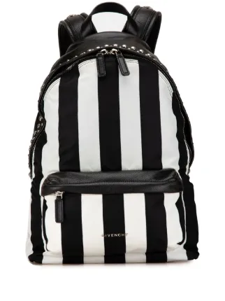 Black and white striped backpack purse sale