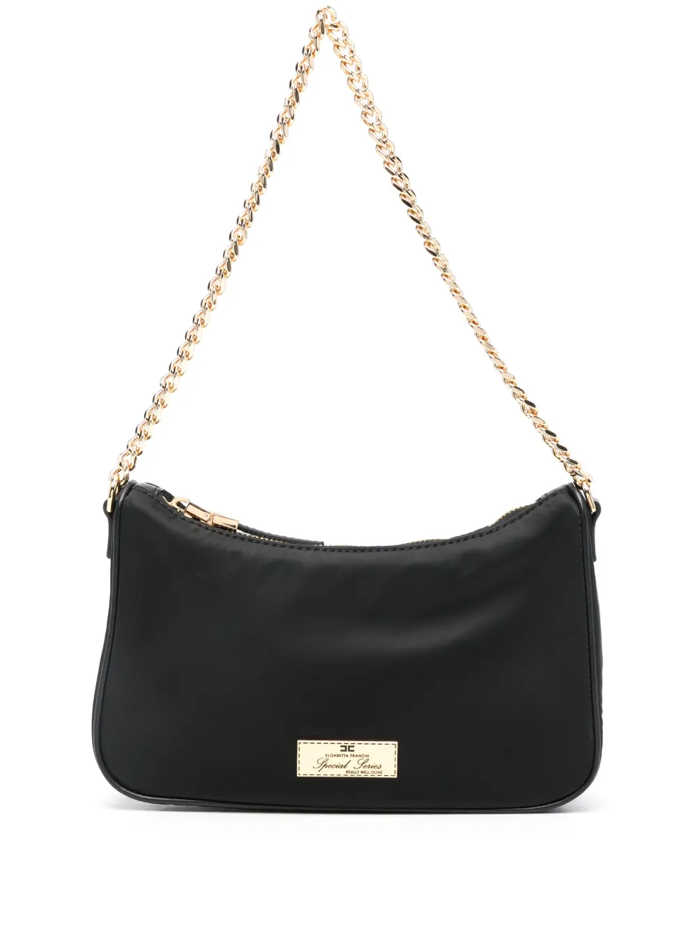 Elisabetta Franchi logo-plaque shoulder bag Zwart