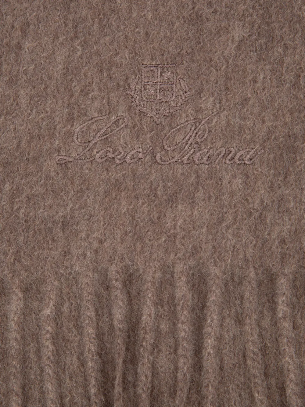Loro Piana Kasjmier sjaal met geborduurd logo - Bruin