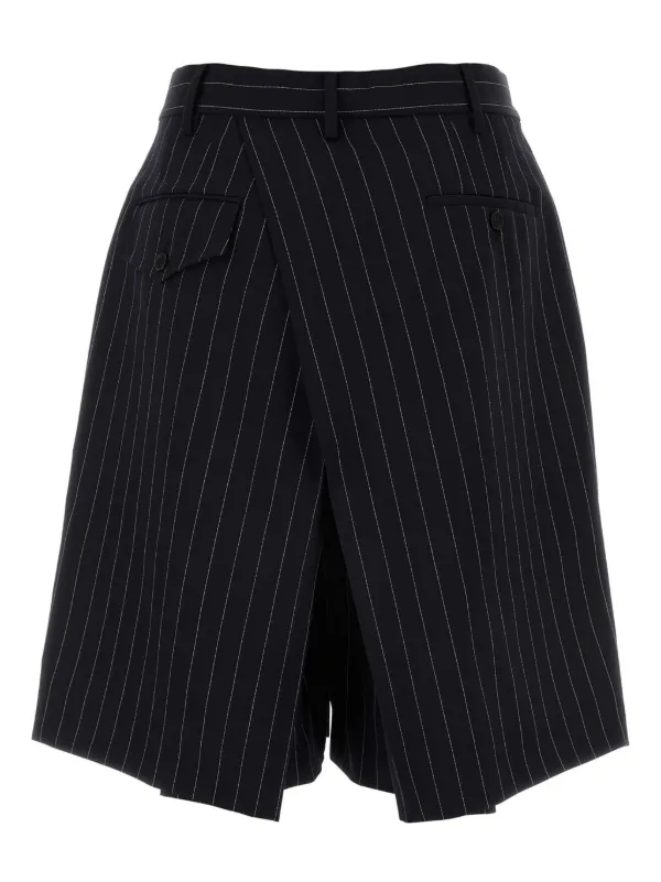 l*e様 DOUBLE CLOTH HAKAMA SHORTS RAINMAKER KYOTO: Black Double Cloth Hakama Trousers | SSENSE