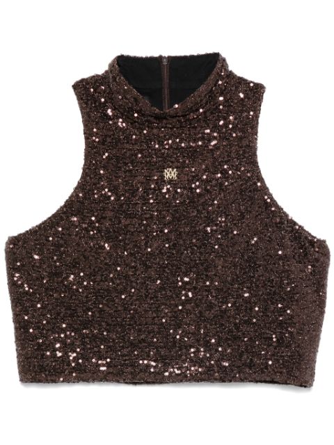 AMIRI logo-plaque sequined top