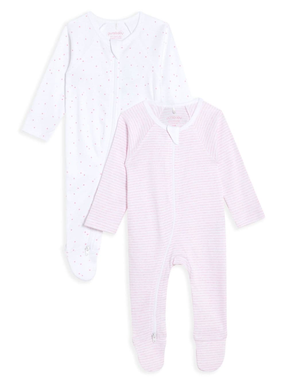 Purebaby zipped grow suits (pack of two) - Bianco