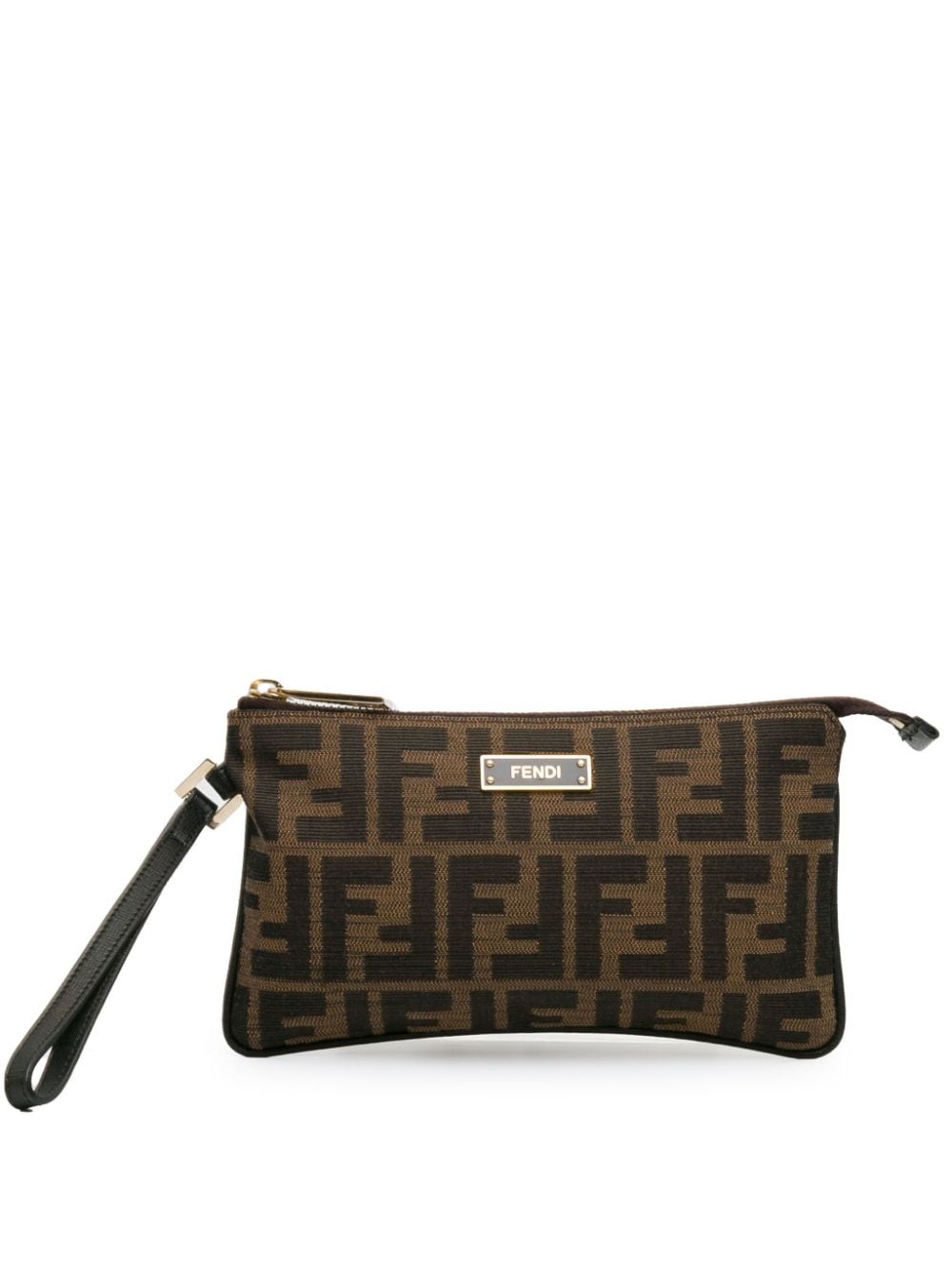 Pre-owned Fendi Zucca 帆布系腕带小袋（2000-2010年典藏款） In Brown