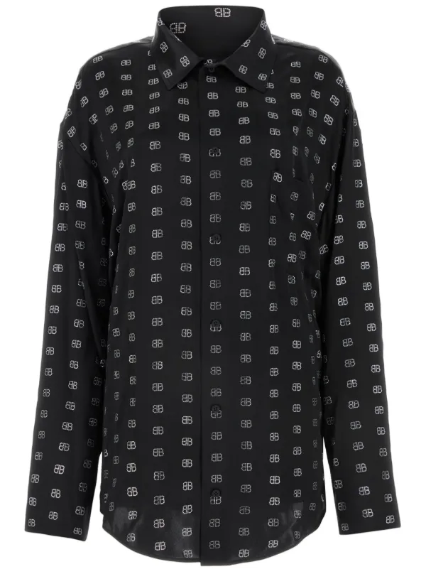定番の中古商品 シルクシャツ モノグラム Balenciaga | JP FARFETCH | ブラック トップス