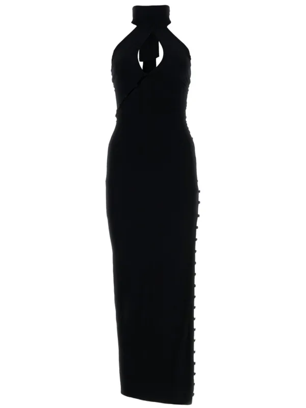 black halterneck maxi dress