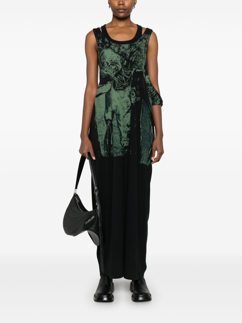 MM6 Maison Margiela Asymmetrische maxi-jurk - Zwart