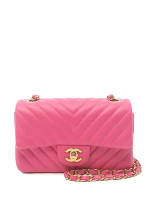 Cheap HOT SALE CHANEL 2015-2016 Mini Rectangular Classic Chevron Lambskin Single Flap crossbody bag Women