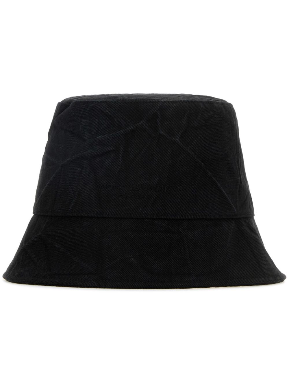 crinkled denim bucket hat