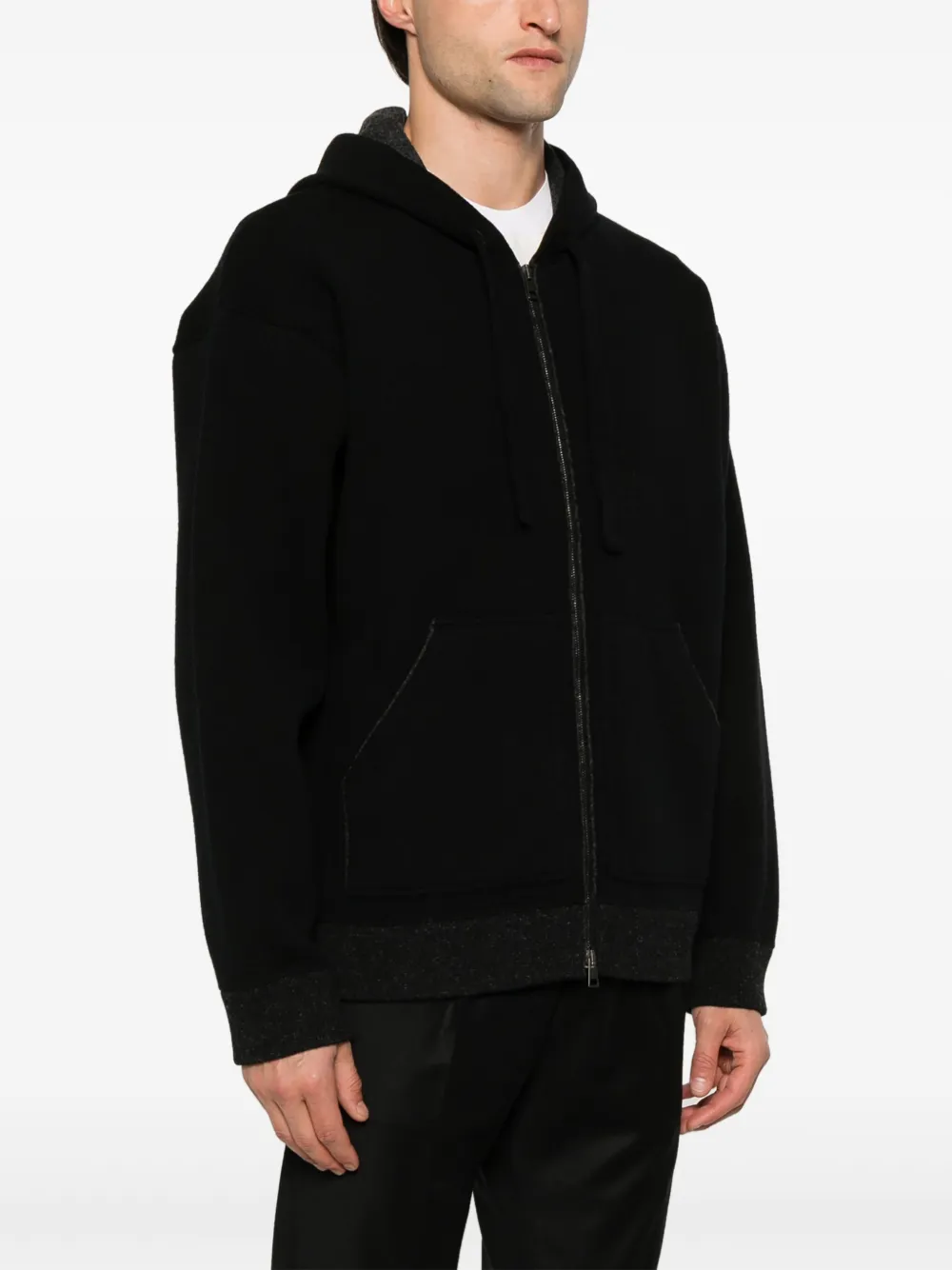 Roberto Collina Gebreide hoodie Zwart